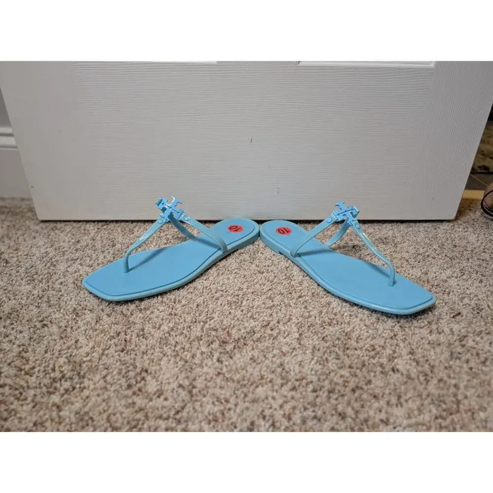 TORY BURCH Roxanne Jelly Sandals, size 10 M; strappy, flip flops, designer; Blue